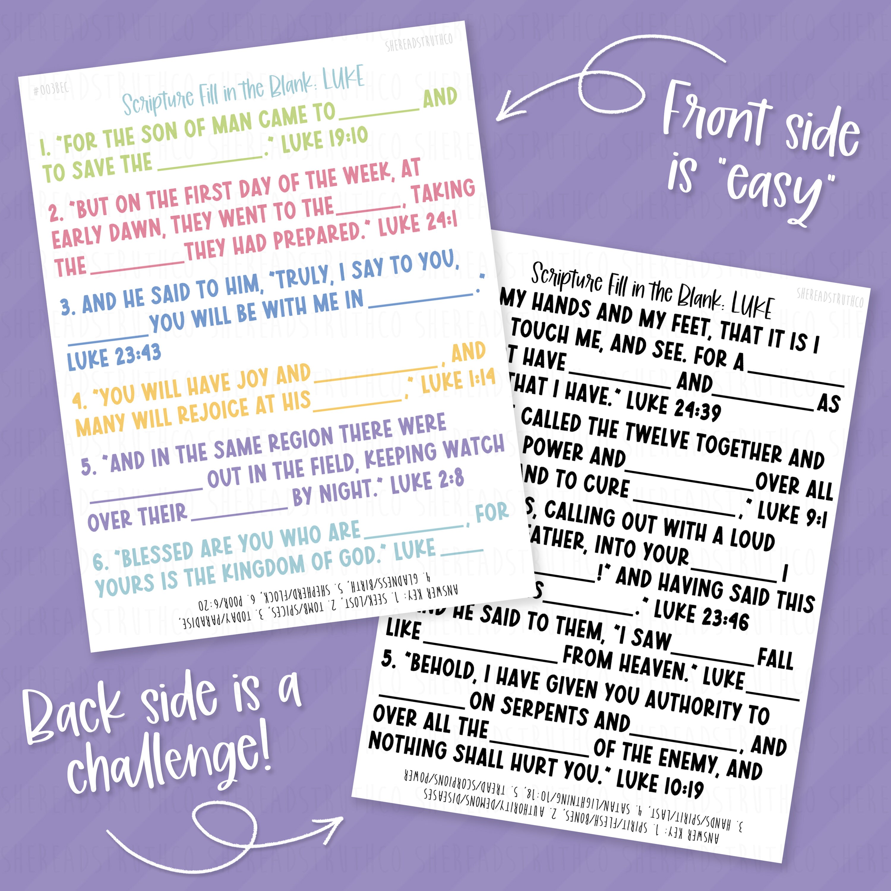 PRINTABLE Gospel BIG Bundle Scripture Fill in the Blank, Scripture ...