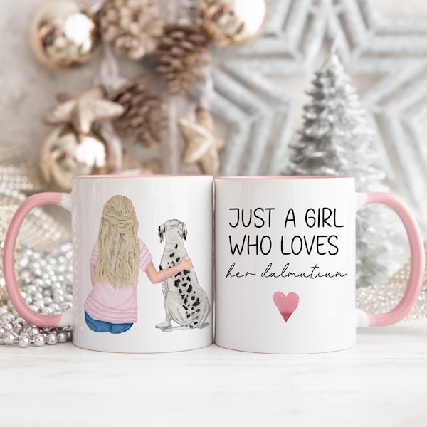 Personalised Dalmatian Love Mug, Just A Girl Who Loves Her Dalmatian Mug, Dalmatian Owner Gift, Gift For Dog Lover, Stocking Filler