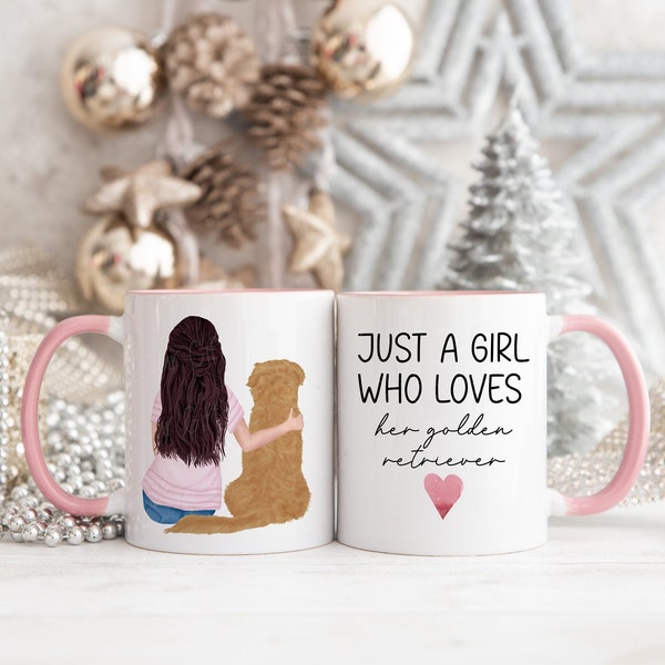 Personalised Golden Retriever Mug, Just A Girl Who Loves Her Golden Retriever Mug, Golden Retriever Lover Gift, Gift For Dog Lover