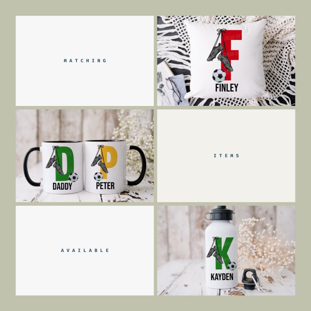 Personalisiertes Fußballkissen, bedrucktes Initialen-Namensdesign, Fußball-Kissen, Kissen für Mädchen-Jungen-Schlafzimmer, Weihnachtsgeschenk