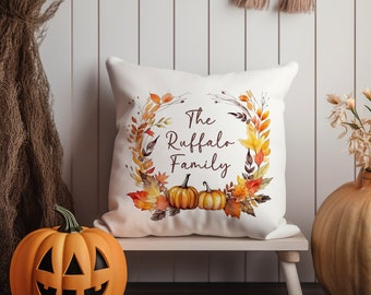 Personalized Halloween Cushion, Family Pumpkin Halloween Pillow, Halloween Decor, Family Name Pillow, Halloween Gift for Family
