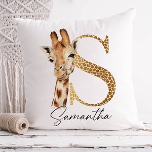 Personalised Giraffe Cushion, Giraffe Gift, Personalised Giraffe Gift , Initial Cushion, Safari Gift, Birthday Gift, Gift For Her