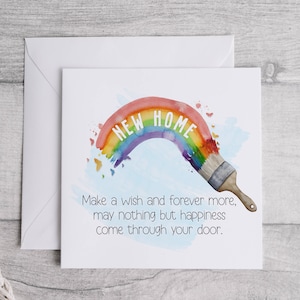 New Home Card, Happy New Home Card, New Home Card for Friend, Rainbow New Home Card, First Home Celebration Card, Congratulations New Home