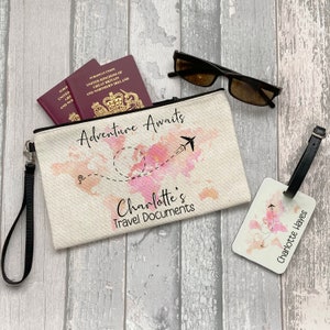 Personalised Passport Holder, Travel Documents Pouch, Family Holiday Documents Holder, Travel Accessory, Luggage Tag