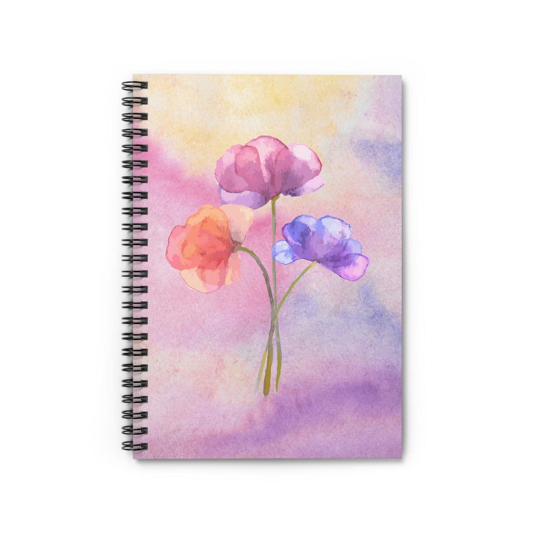Floral Pastel Spiral Notebook: Ruled Line Journal, 6x8 In - Etsy