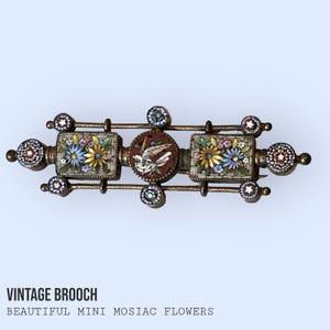 Antique Victorian Micro Mosaic Flower Brooch