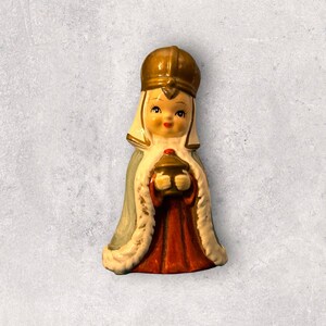Vtg Wiseman Nativity Figurine Josef Original Chalkware Korea Figure