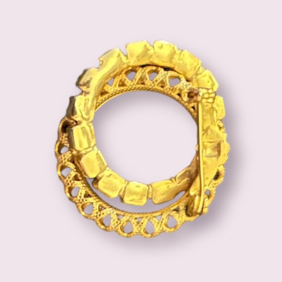 Circles Intertwined Ruby Red Crystals Vintage Gol… - image 2