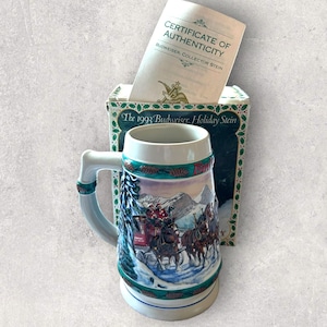 1993 Budweiser Holiday Stein Special Delivery 01850028 Beer Mug With COA & Box