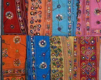 Lot of 5-100 Pcs All Color Phulkari Dupatta, Hand Embroidery Phulkari Dupatta with Mirror Work, indian wedding dupatta, phulkari scarf