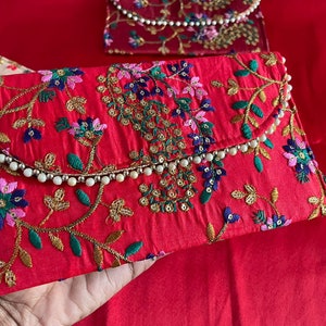5 to 200 pieces embroidery Clutch Ethnic bridal Purse, Handmade Clutches Wedding Favor, Money & Mobile Pouch, Shagun Pouch, Return gifts image 3