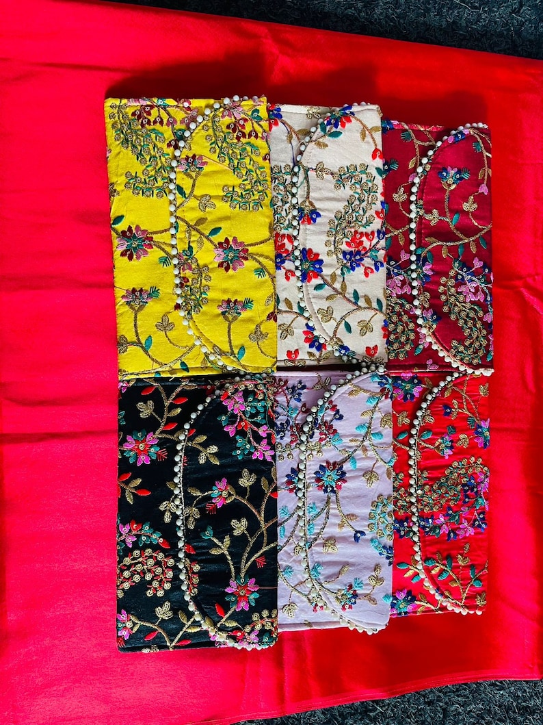 5 to 200 pieces embroidery Clutch Ethnic bridal Purse, Handmade Clutches Wedding Favor, Money & Mobile Pouch, Shagun Pouch, Return gifts image 8