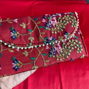 5 to 200 pieces embroidery Clutch Ethnic bridal Purse, Handmade Clutches Wedding Favor, Money & Mobile Pouch, Shagun Pouch, Return gifts image 7