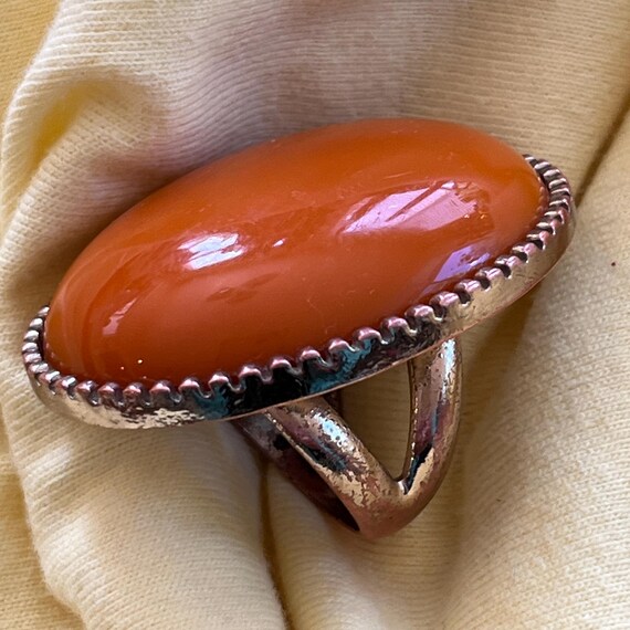 Big Orange Oval Statement Ring - image 5
