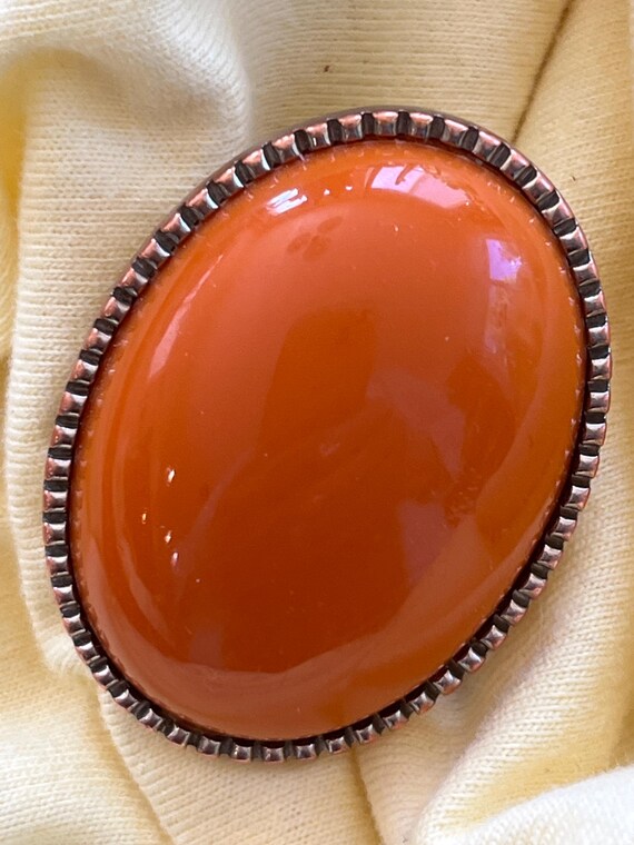 Big Orange Oval Statement Ring - image 7