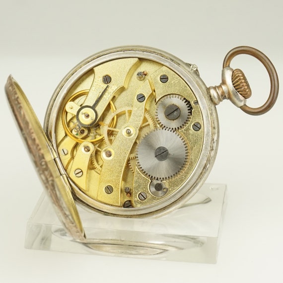 Working Solid Silver SWISS Pocket Watch Men's no … - image 9