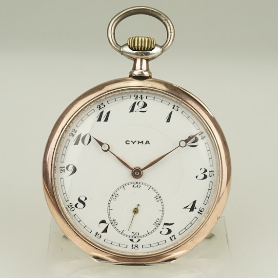 Working CYMA Solid Silver Pocket Watch, Swiss Mad… - image 1