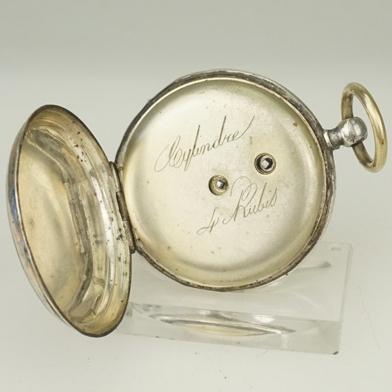 Working Solid Silver Swiss Made Pocket Watch Men'… - image 6