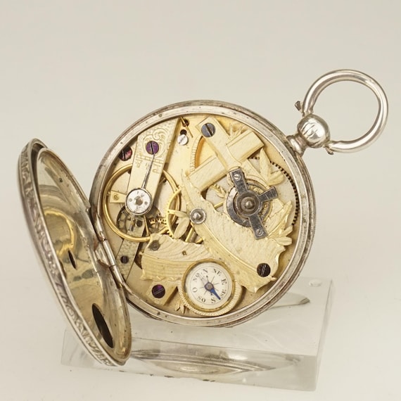 WORKING Pocket Watch Key-wound Solid Silver Antiq… - image 9