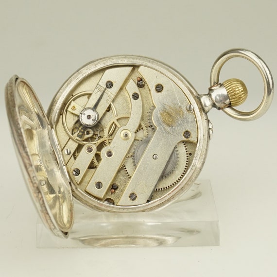 Working Solid Silver Swiss Made Pocket Watch Men'… - image 8