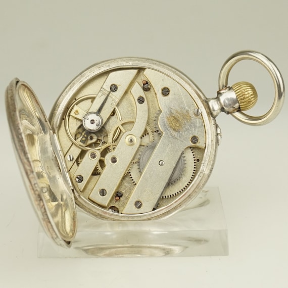 Working Solid Silver Swiss Made Pocket Watch Men'… - image 8