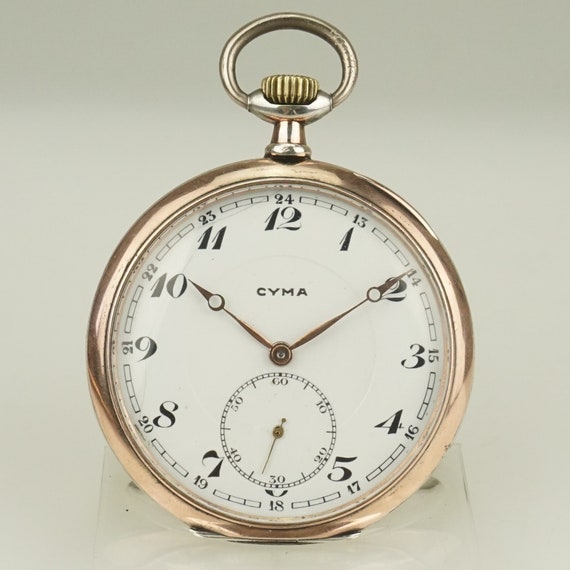 Working CYMA Solid Silver Pocket Watch, Swiss Mad… - image 10