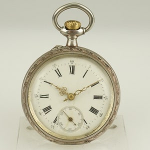 Montre de poche SUISSE en argent massif de travail montre-bracelet chronomètre duplex sans fusee montre-bracelet à répétition antique chronographe RAR