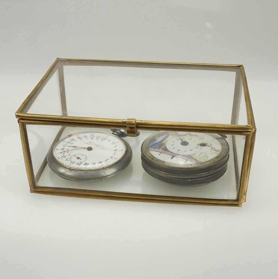 DISPLAY CASE Pocket Watch Silver Keywound Gold Vintage Antique Men's