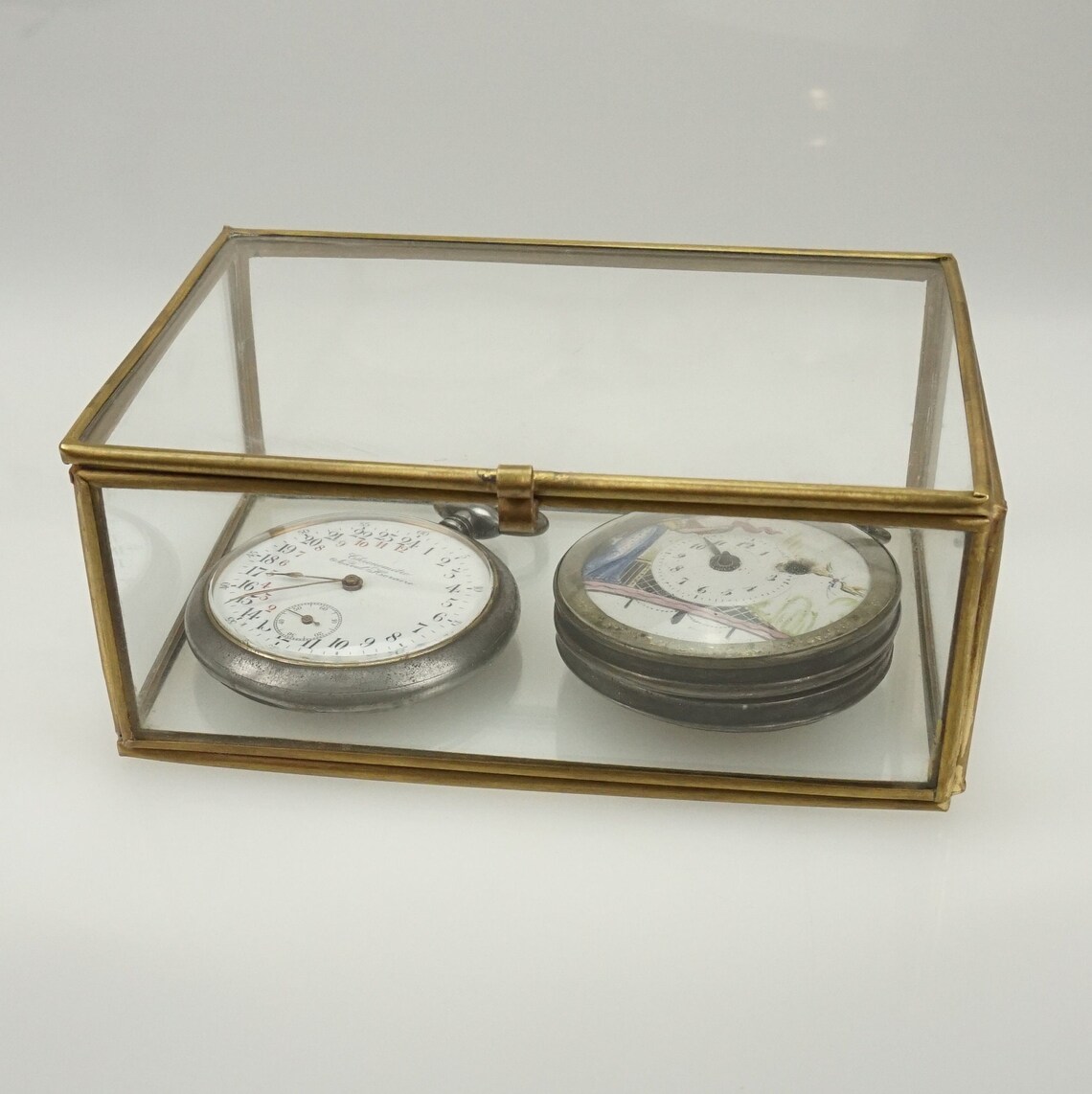 DISPLAY CASE Pocket Watch Silver Keywound Gold Vintage Antique Men's