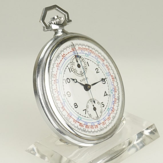 Working CHRONOGRAPH Pocket Watch Art Deko Vintage… - image 4