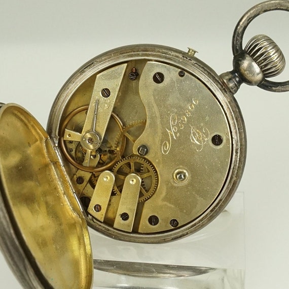 Working Solid Silver Pocket Watch Antique Men's n… - image 9