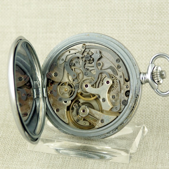 Working CHRONOGRAPH Pocket Watch Art Deko Vintage… - image 2