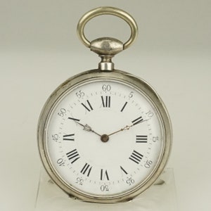 Montre de poche suisse en argent massif fonctionnel pour homme, chronomètre duplex sans fusible pour homme, chronographe à répétition antique RAR
