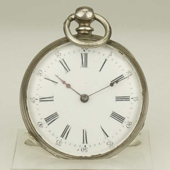Working Solid Silver SWISS Pocket Watch Men's no … - image 9