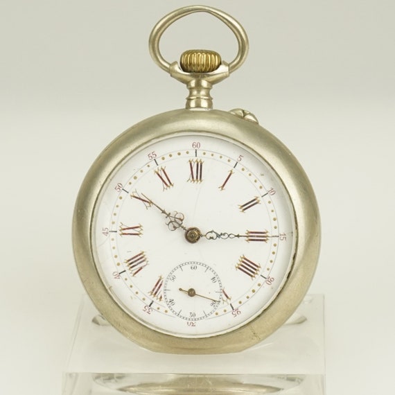 Working Relief Case Pocket Watch Vintage Military… - image 9