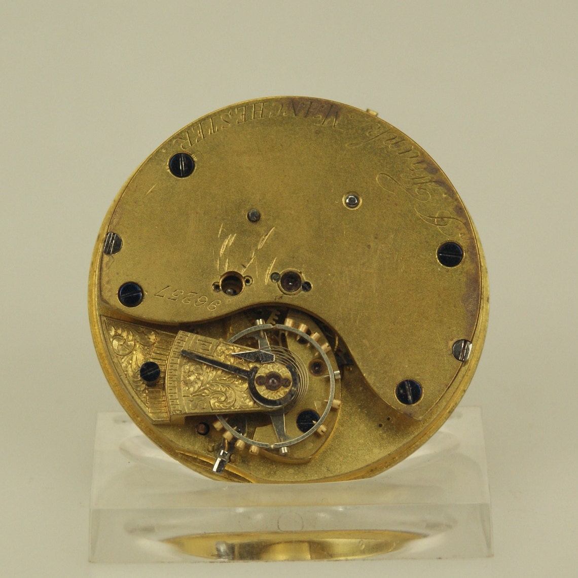 Antique Chronograph Pocket Watch Movement Swiss Men's Mechanical no fusee duplex or chronometer wristwatch for restore or parts RAR, foto 2 di 5