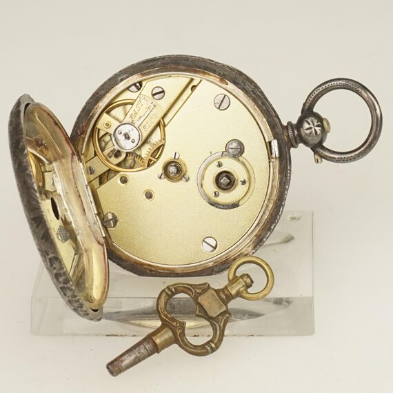Working! Key-wind Solid Silver Pocket Watch Antiq… - image 8