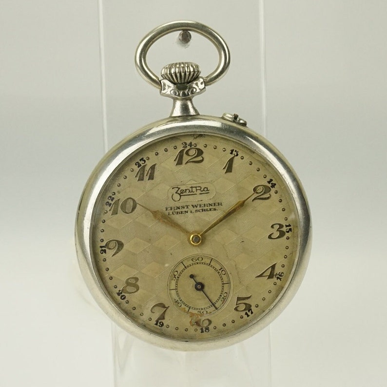 Working ZENTRA Art Deco Antique Pocket Watch Men's Mechanical No Fusee