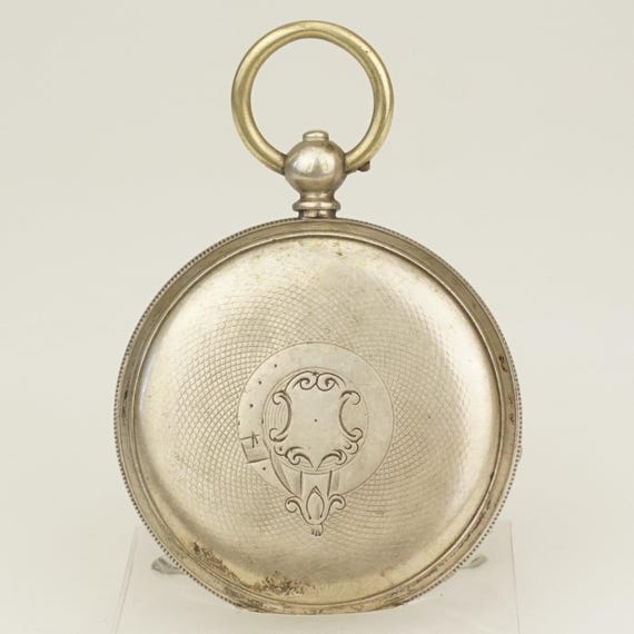 Working! 24-Hours Solid Silver key-wind Pocket Wa… - image 2