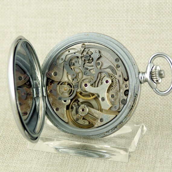 Working CHRONOGRAPH Pocket Watch Art Deko Vintage… - image 8