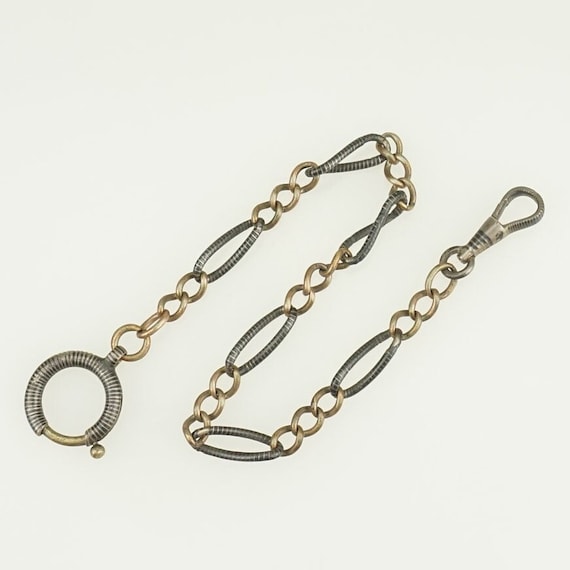 Niello SOLID SILVER Pocket Watch CHAIN Men's Antique … Gem
