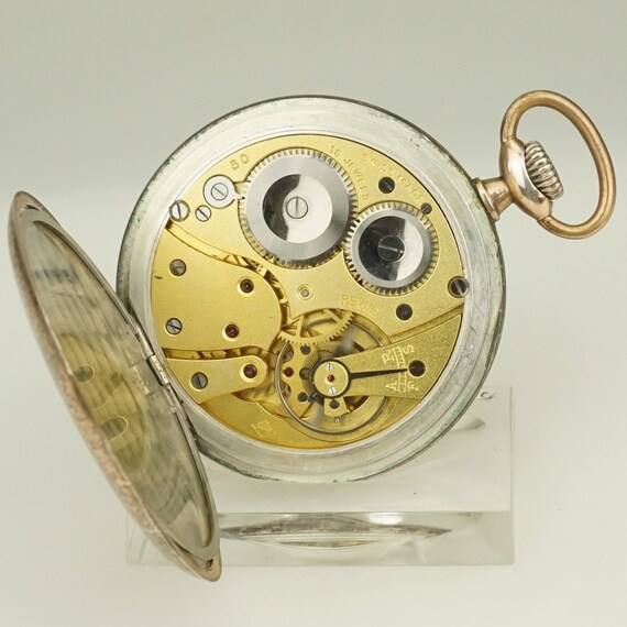 Working REVUE Solid Silver Swiss Made Pocket Watc… - image 9