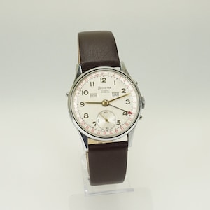 Intakte HELVETIA Swiss Datumanzeige Tagesanzeige Monatsanzeige KALENDER Armbanduhr Herren no Spindel Duplex oder Chronometer schlagwerk Rar