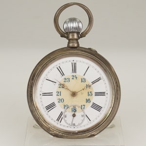 Montre de poche SUISSE en argent massif de travail montre-bracelet chronomètre duplex sans fusee montre-bracelet à répétition antique chronographe RAR