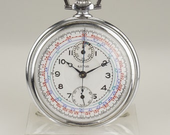Working CHRONOGRAPH Pocket Watch Art Deko Vintage Antique Men's Mechanical no fusee duplex chronometer wristwatch complication repeater