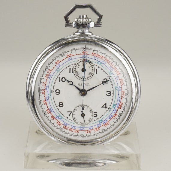 Working CHRONOGRAPH Pocket Watch Art Deko Vintage… - image 1