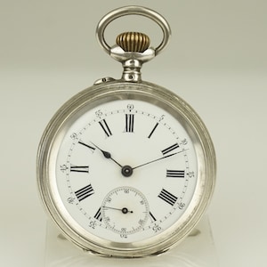 Montre de poche SUISSE en argent massif de travail montre-bracelet chronomètre duplex sans fusee montre-bracelet à répétition antique chronographe RAR