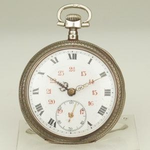 Montre de poche SUISSE en argent massif de travail montre-bracelet chronomètre duplex sans fusee montre-bracelet à répétition antique chronographe RAR