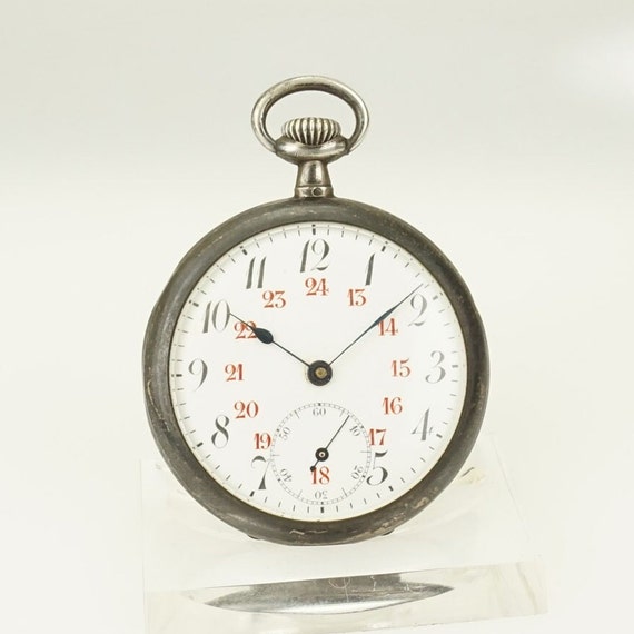 WORKING Pocket Watch Solid Silver Swiss Men's Mec… - image 1