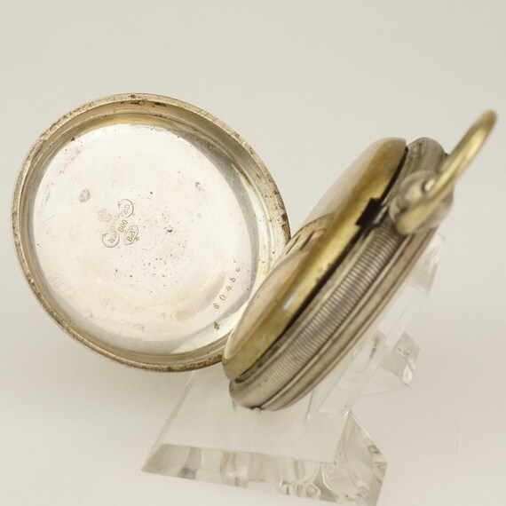 Working! 24-Hours Solid Silver key-wind Pocket Wa… - image 5